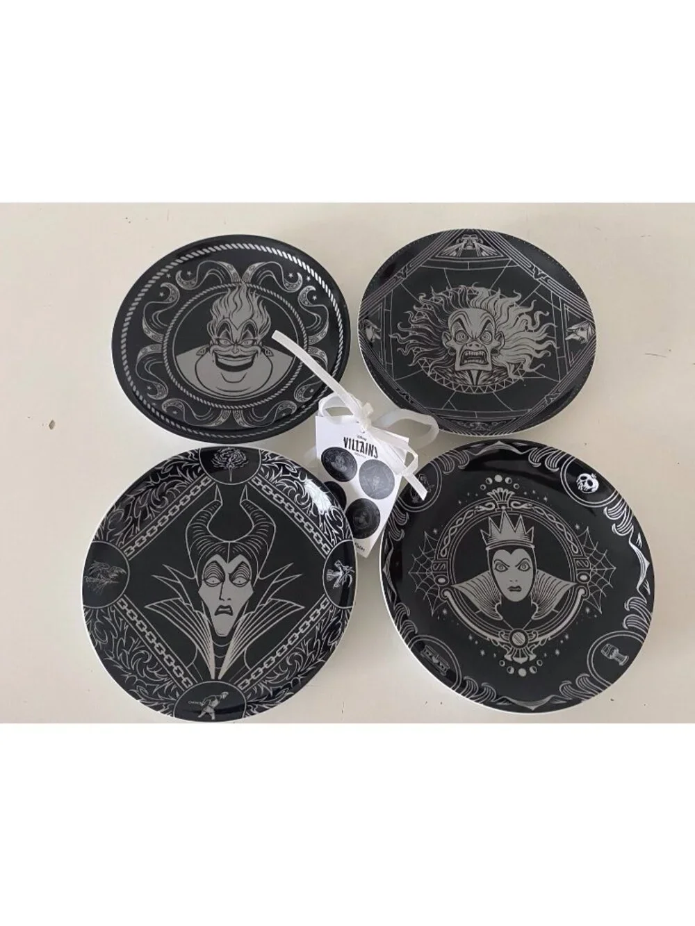 Set Of 4 Disney Villains Ceramic Appetizer Plates Ceramic 6” Ursula Maleficent